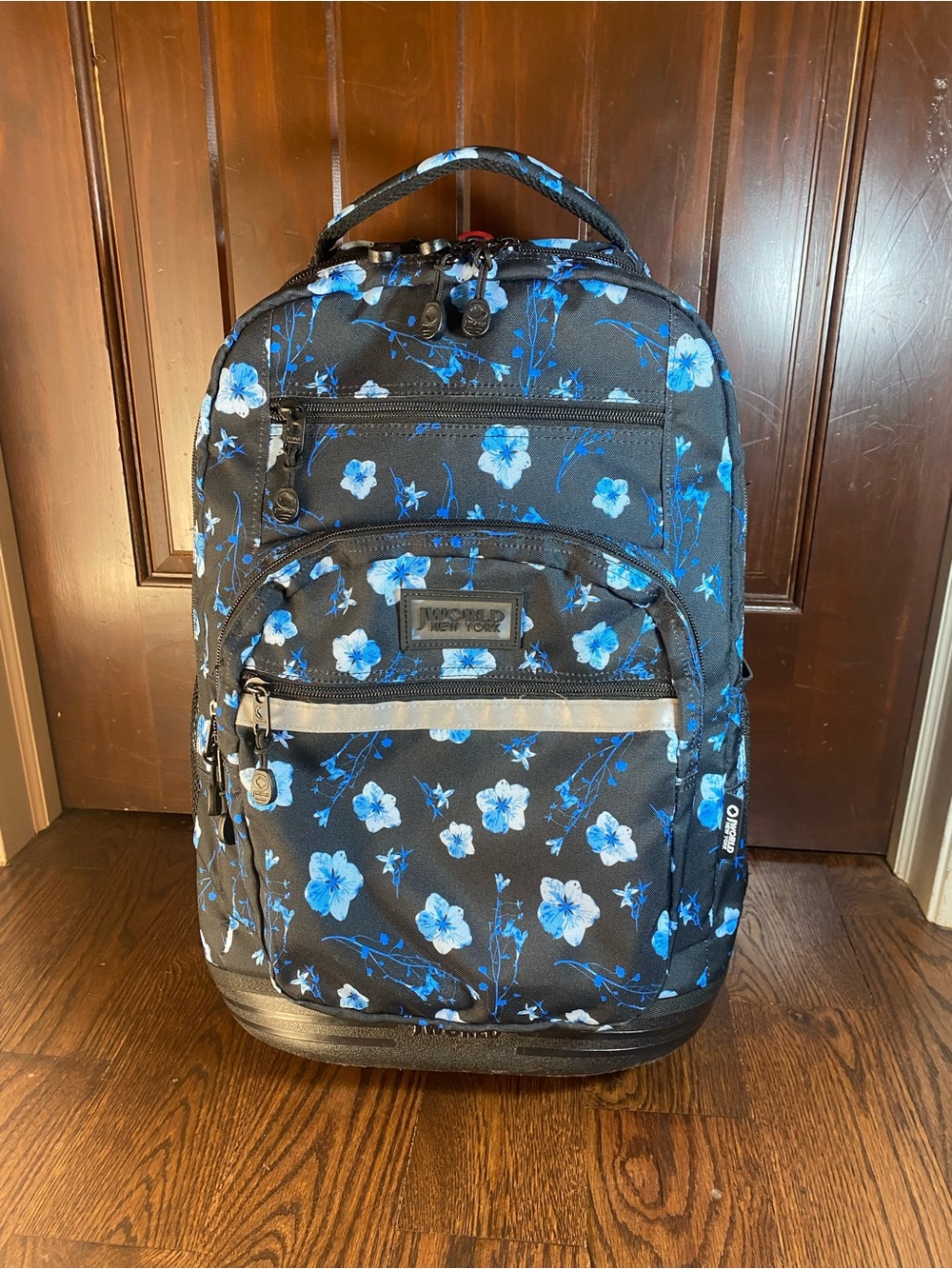J World New York Rolling Backpack Night Bloom Roller Travel Bag